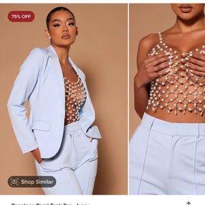 Fashion Nova Penelope Pearl Tank Top - Ivory